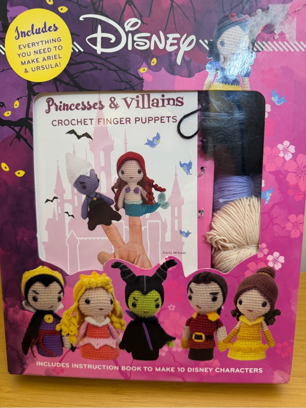 Disney Princesses & Villains Crochet Finger Puppet Kit - Pink, Purple, Cream